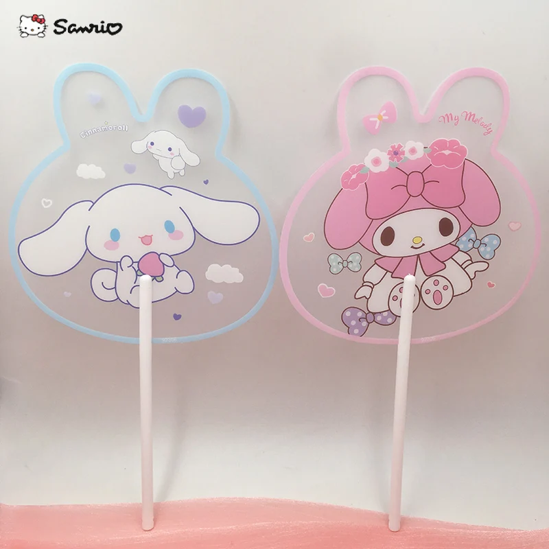 

4pcs Cute Girl Summer Handheld Fan Kawaii Sanrio Cinnamoroll Kuromi Cartoon Portable Fashion Transparent Plastic Fan Kid Gift