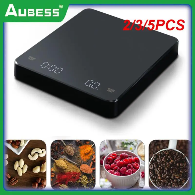 

5PCS 3kg / 0.1g New LED Screen Charging Coffee Scale Timing Hand Brewing Coffee Electronic Scale Household Kitchen Scale