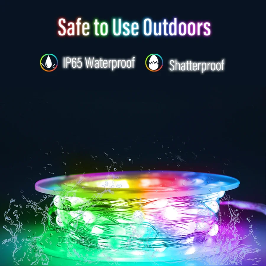 USB Рождественский светильник WS2812B Pixels RGBIC Fairy String Music Dream Color DC5V Светодиодная