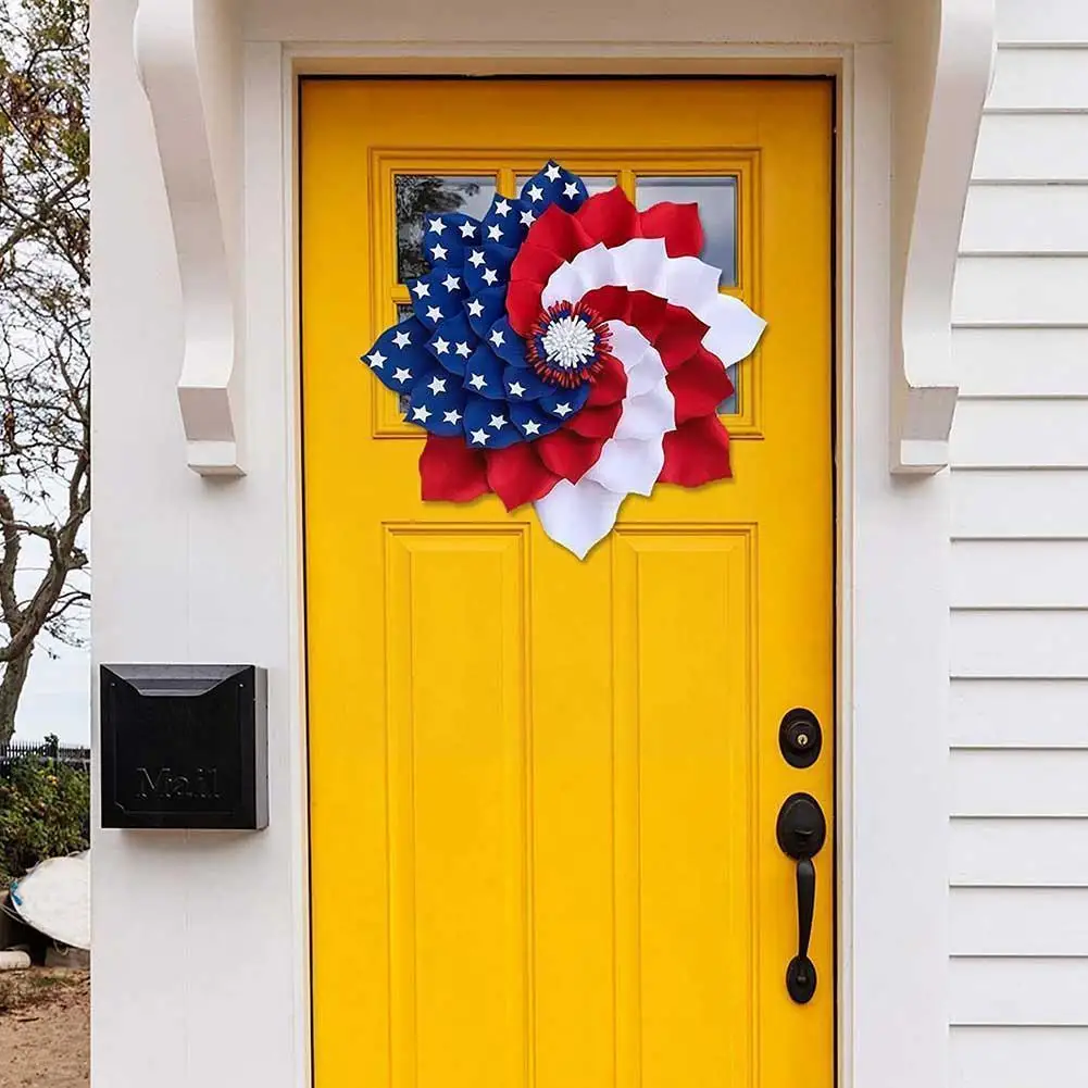 

Новый Уличный Декор День независимости США гирлянда патриотический флаг искусственный венок для входной двери окна дома офиса вечеринки Dec...