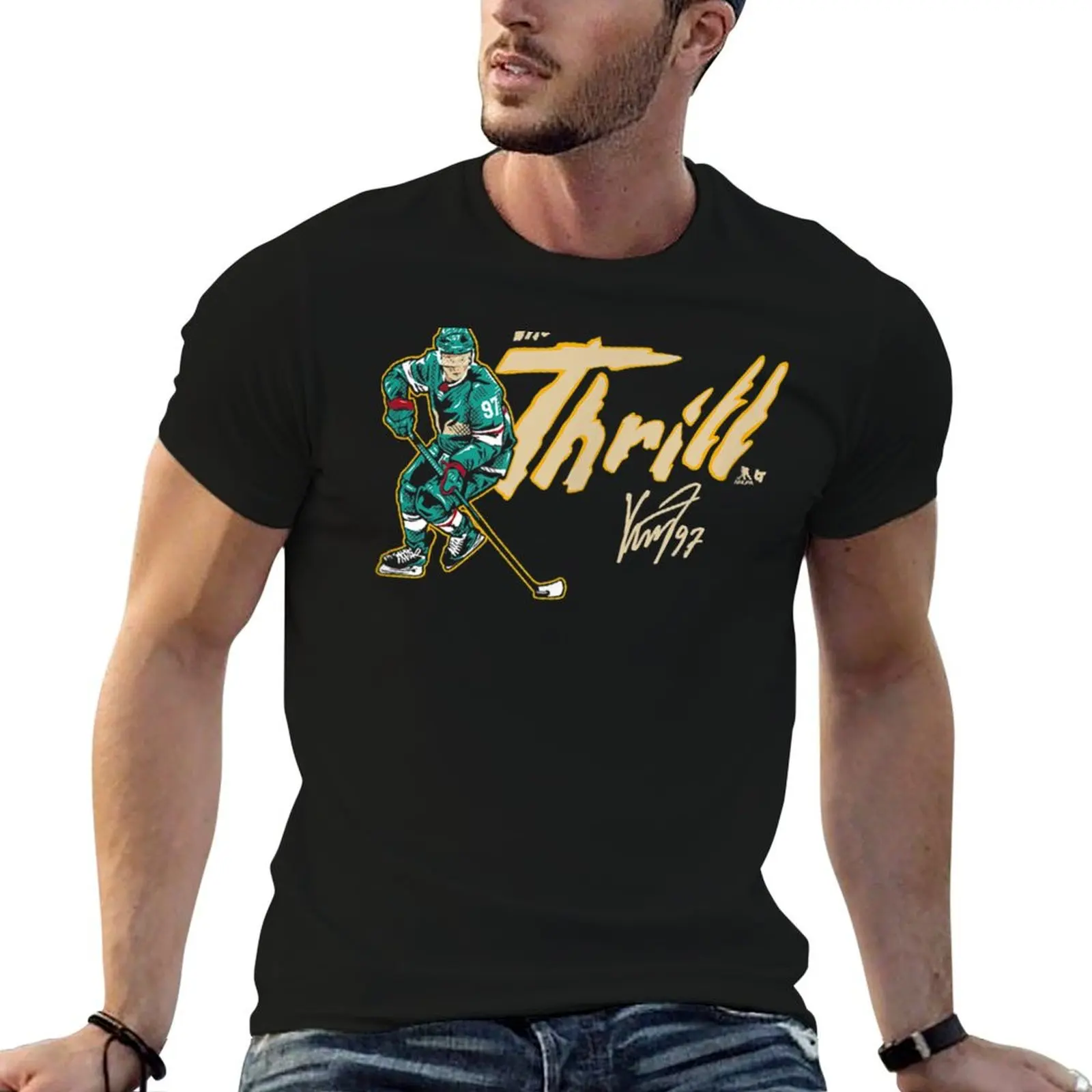 Фото Официально лицензированные футболки Kirill Kaprizov - Kirill The T-Shirt, аниме-футболки для мужчин, комплект хлопковых футболок для мужчин №1