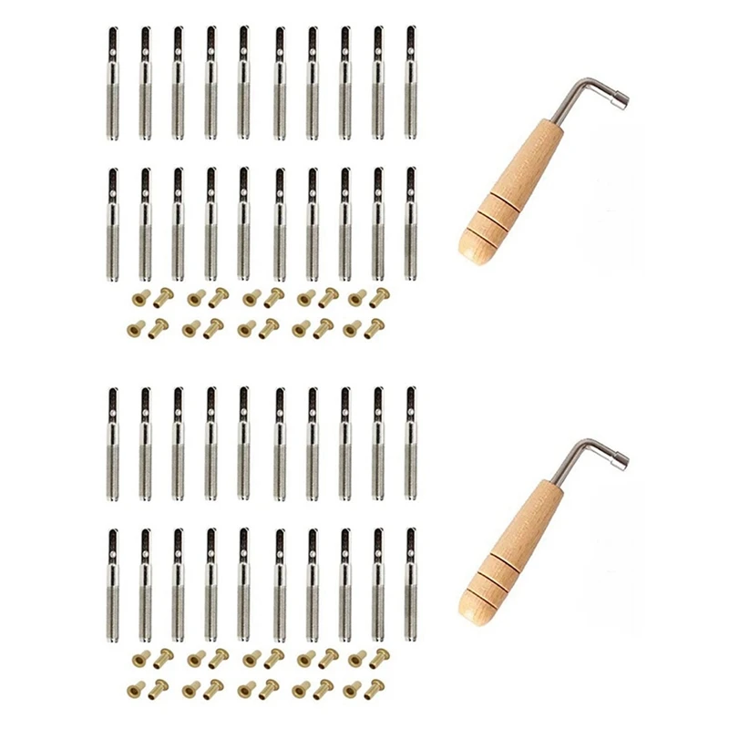 

Hot AD-40 Pcs Tuning Pin Nails And 40Pcs Rivets,With L-Shape Tuning Wrench,For Lyre Harp Small Harp Musical Stringed Instrument