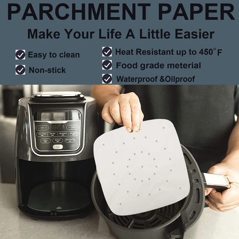 200 шт. квадратные 9-дюймовые перфорированные пергаментные вкладыши для выпечки