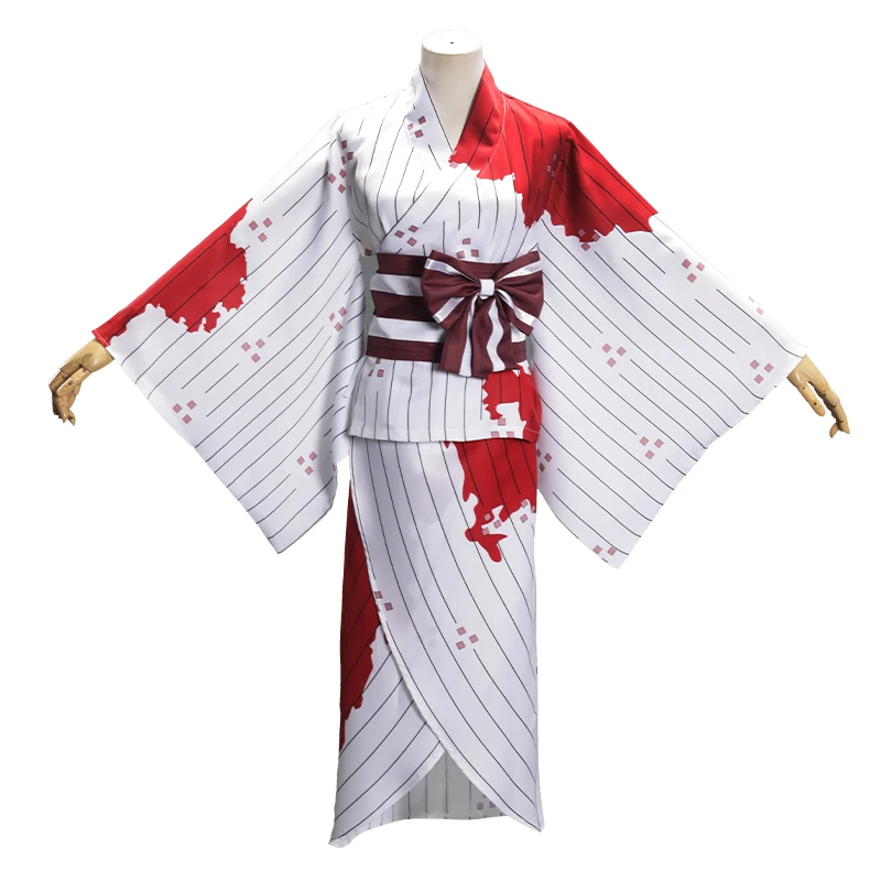 

Demon Slayer Kimetsu no Yaiba Kamado Nezuko Blood Stain Cosplay Costumes Kimono Set Halloween Anime Cosplay Costume Cos props