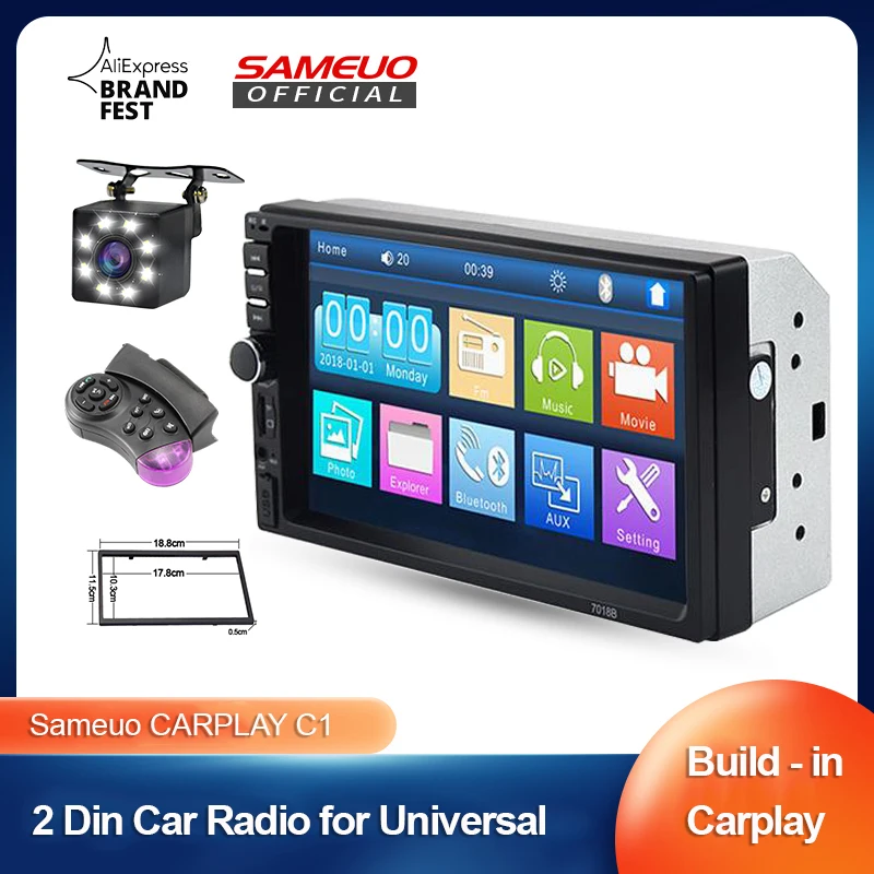 Автомагнитола Sameuo carplay android 2 din автомагнитола с экраном mp5 мультимедийный плеер
