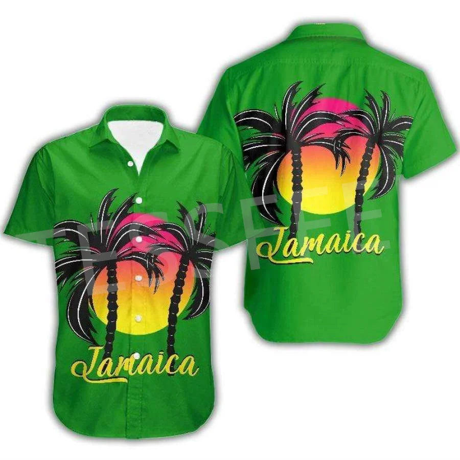 2022 Africa Country Reggae Jamaica Lion Tattoo Colorful Retro Hawaiian Beach Shirts 3DPrint Summer Funny Collar Short Sleeve Z1