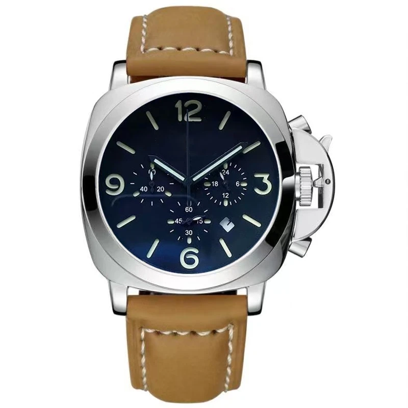 

Top Brand High Quality 100% Work Dial 45mm Luxury Watch for Men Super Luminous Calendar Chronograph Men's Military Quartz Watch