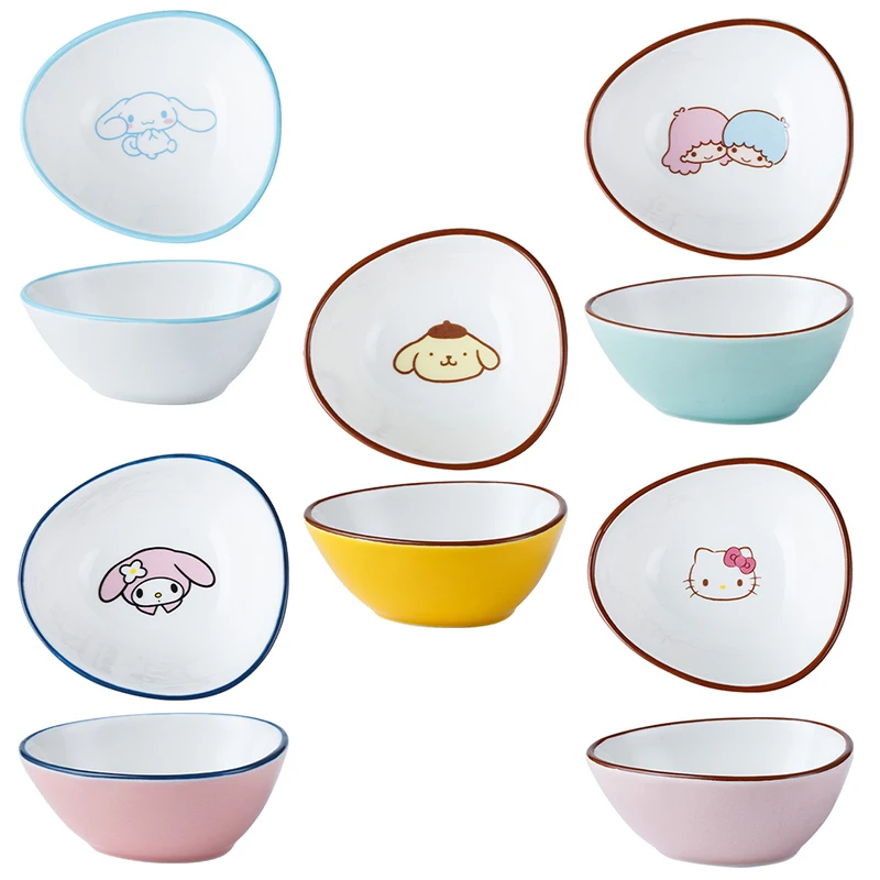 

My Melody Kittys Cinnamoroll Purin мультяшная тарелка Kawaii аниме Керамическая маленькая приправа миска для перекуса соевый соус домашняя посуда подарки