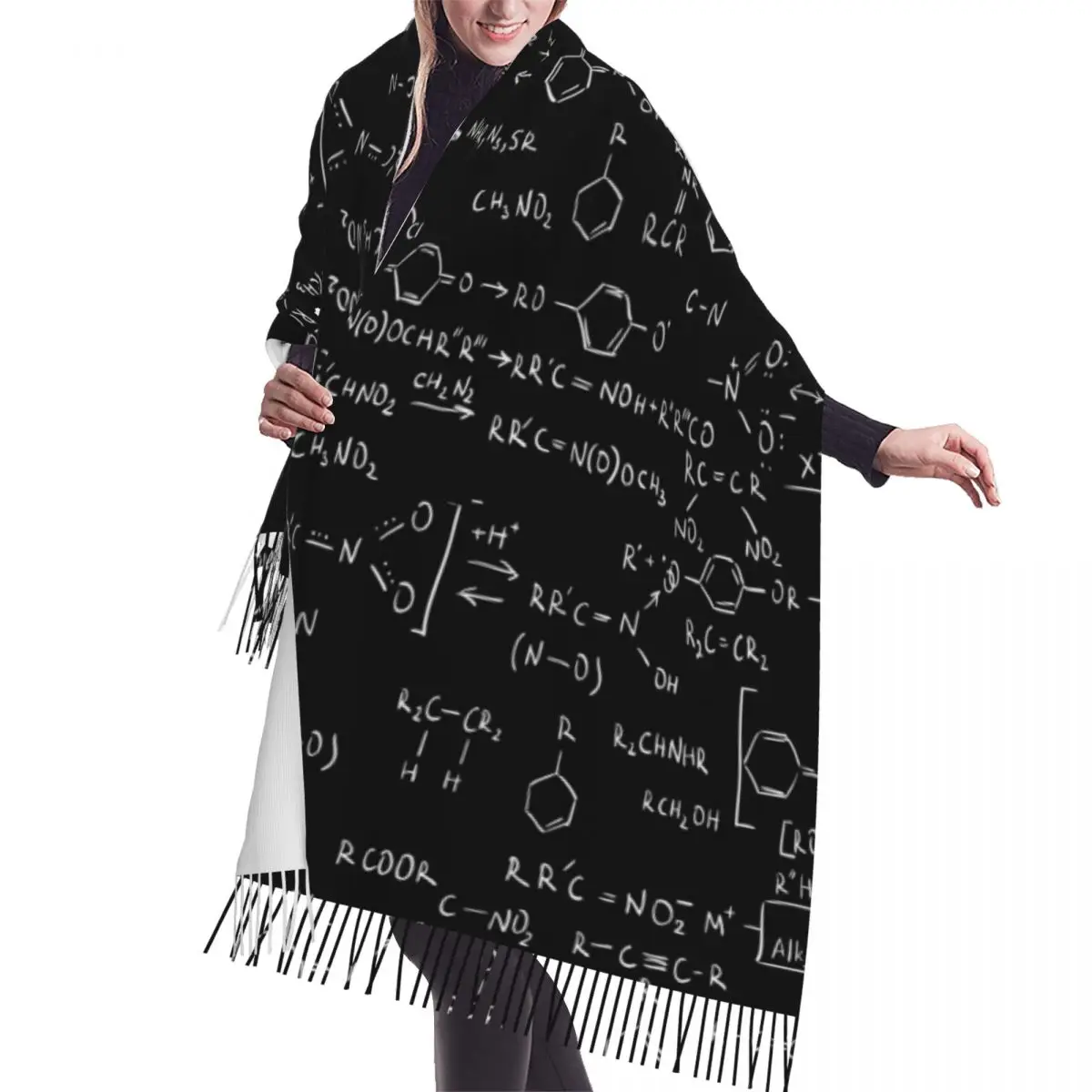 

Tassel Scarf Large 196*68cm Pashmina Winter Warm Shawl Wrap Bufanda Female Chemistry Formulas Cashmere Scarves