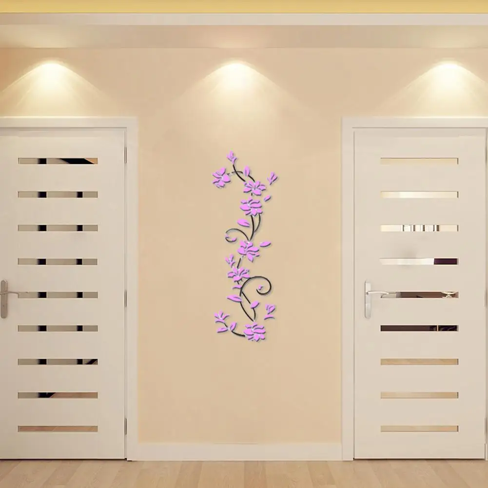 

Самоклеящаяся акриловая 3D Наклейка на стену с цветочным узором, съемная наклейка для гостиной