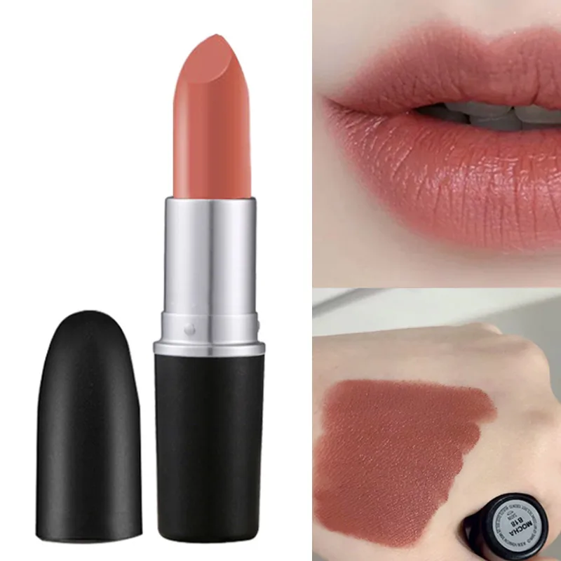 

Aluminum Tube 3g Matte Lipstick Classic Satin Lipstick Mocha Amplieied Creme Lustre Frost Lipstick Top Quality Lips Makeup