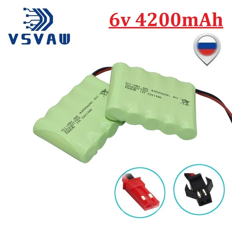 

Никель-металлогидридный аккумулятор 6 в 4200 мАч с разъемом SM/JST для радиоуправляемых игрушек, автомобилей, танков, грузовиков, роботов, пистол...
