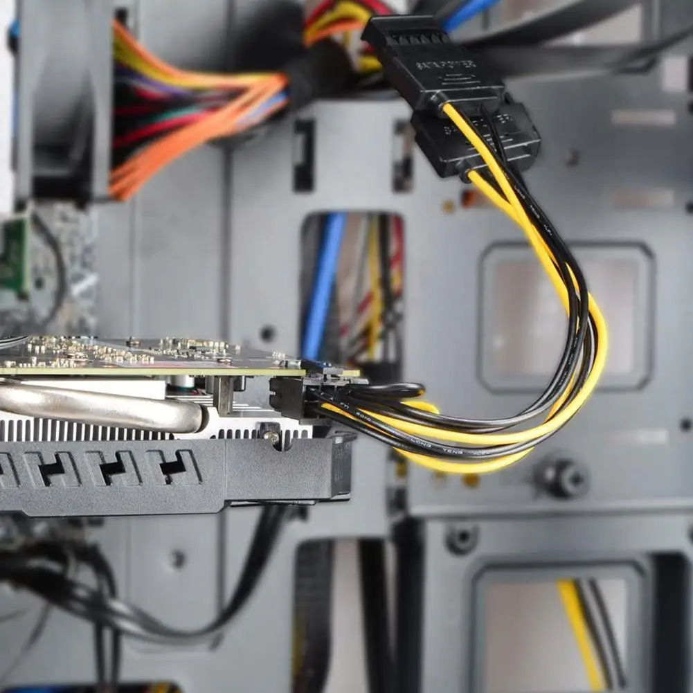 

Кабель питания Pci-e черного цвета, 15pin Sata папа-8 Pin (6 + 2), кабель питания Sata 20 см, кабель с 15pin на 8 Pin, провод 18awg для Graphic D2t3