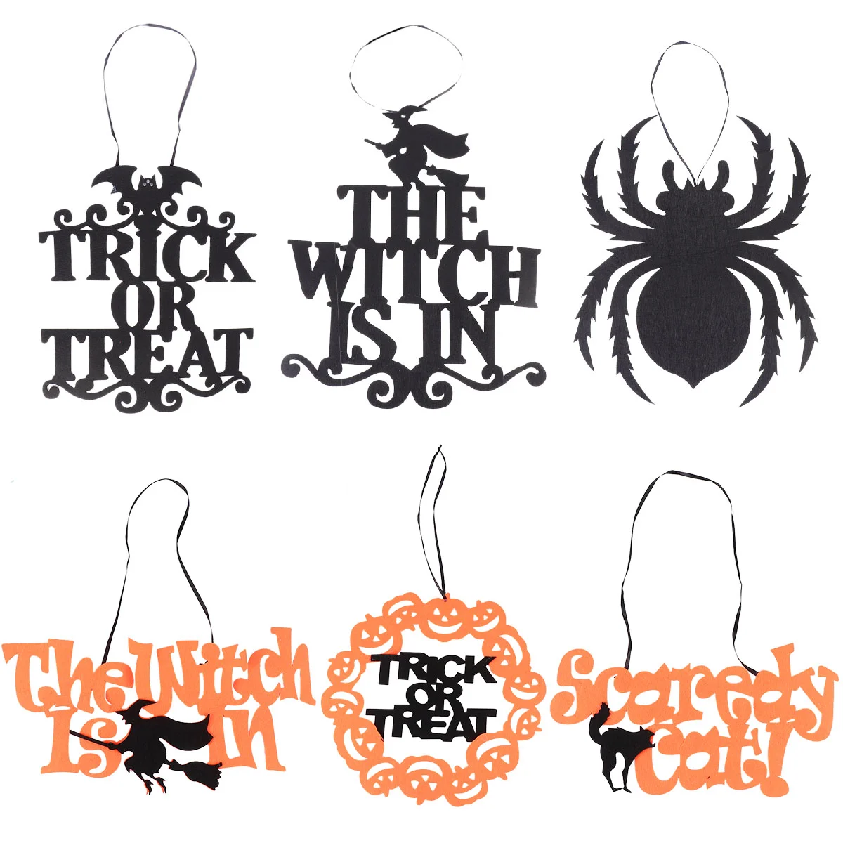 

6 Hanging Plaque Spider Decoration Trick or Treat Door Sign Welcome Plaque