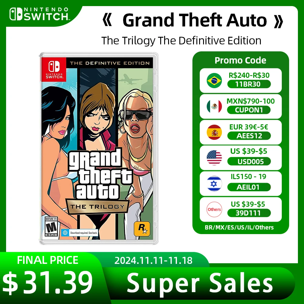 Grand Theft Auto The Trilogy Definitive Edition GTA Игровые предложения для Nintendo Switch Genre Adventure игровой