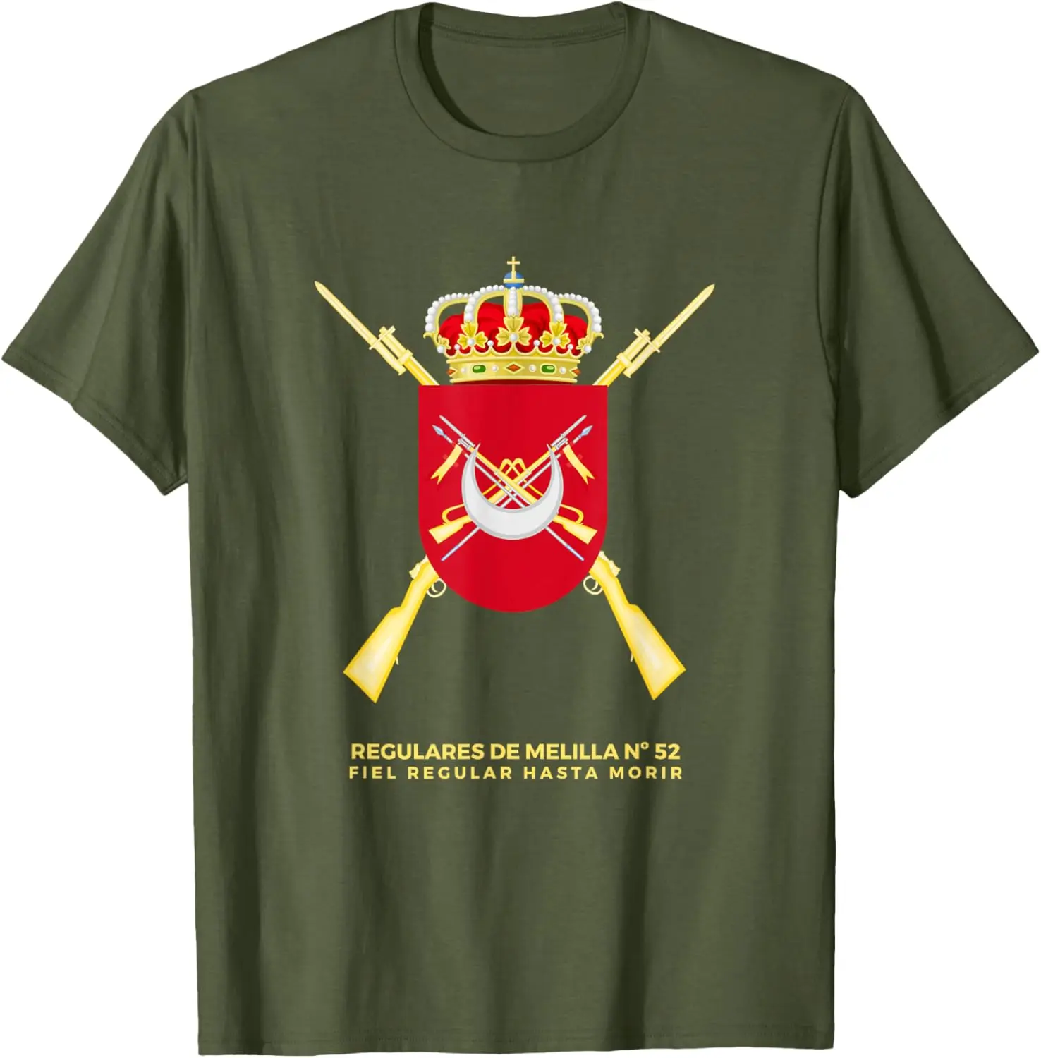 Фото Футболка Emblema Regulares de Melilla 52, Ejezioneito поколения, повседневная рубашка из 100% хлопка с короткими рукавами №2