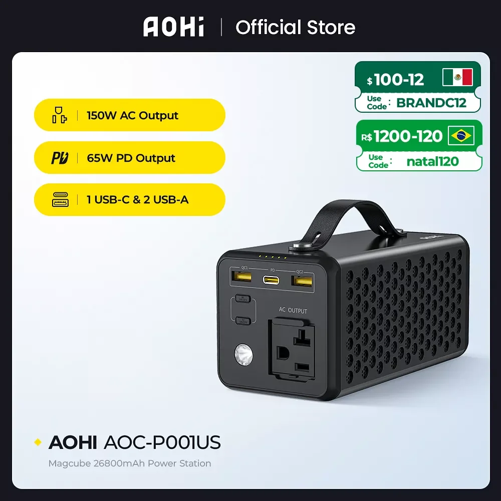 

NEW2023 Portable Station 96Wh Backup Lithium Battery 26800mAh Supply with 150W AC Outlet for Travel Camping Emergency