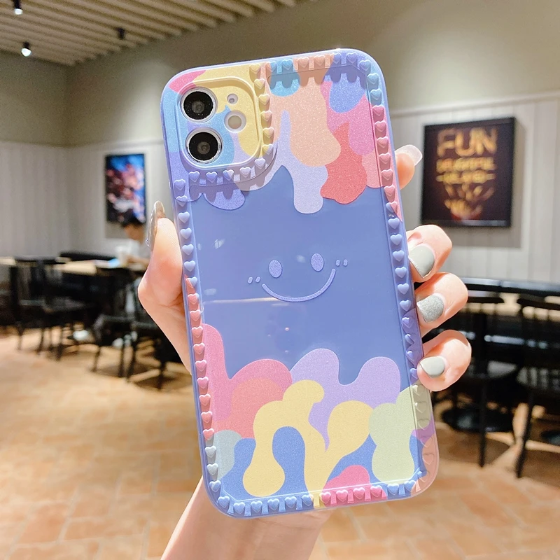 Summer Ice Cream Smile Love Heart Phone Case for iPhone 13 11 Pro Max 12 Mini X Xs Xr 6s 8 7 Plus SE 2020 Lens Protection Cover