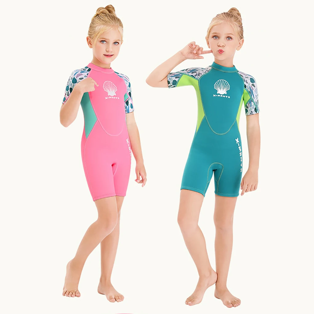 

DIVE SAIL Full Body 2 5MM Cold-proof Short Sleeved Short Pants Children Diving Suits Rash Guards Wetsuits Pink S