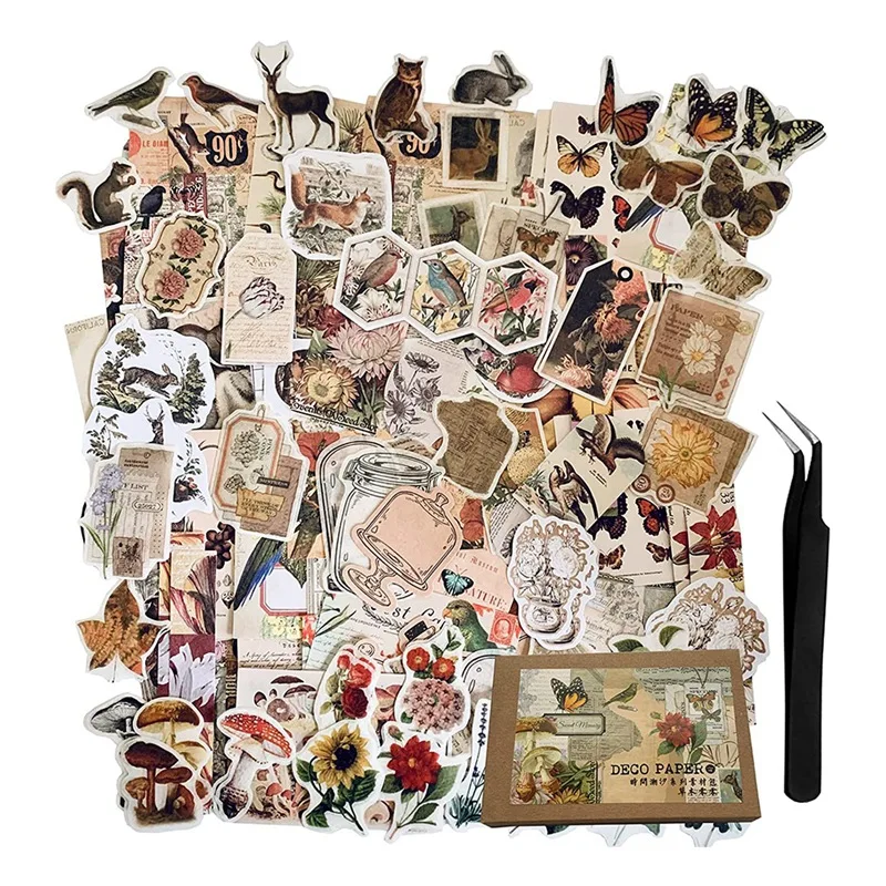 

Vintage Stickers For Journaling Aesthetic - 200Pcs Nature Ephemera Junk Journal Supplies Kit Decoupage Paper