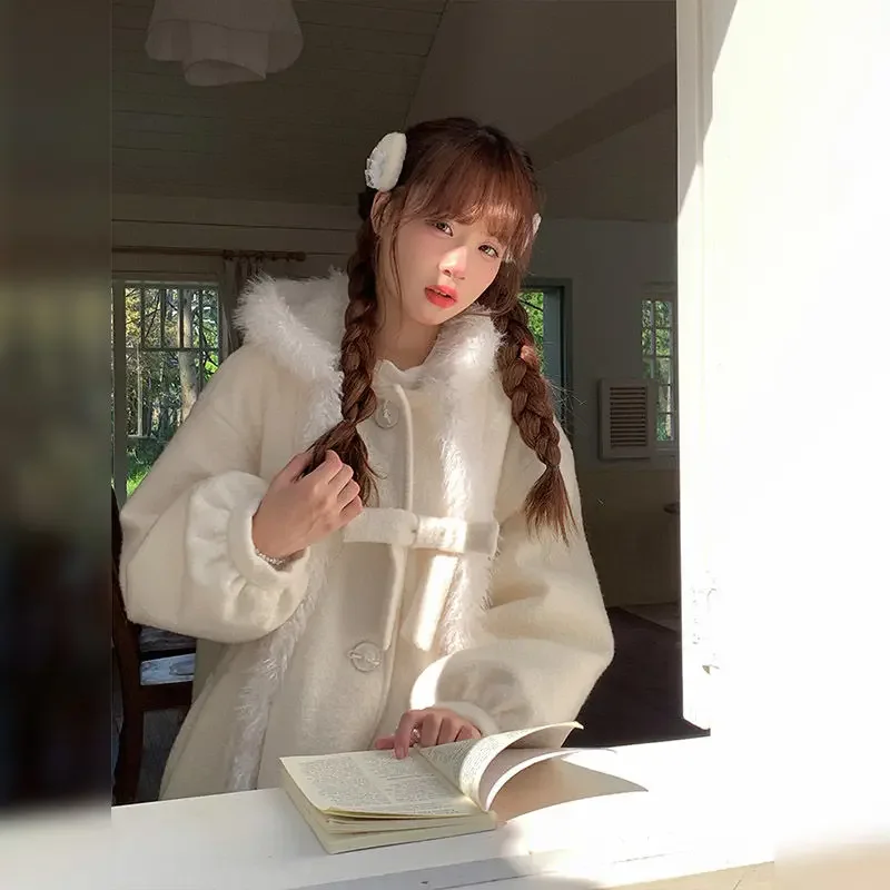 Теплое толстое шерстяное пальто в студенческом стиле женская зимняя одежда