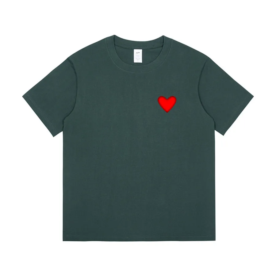 

Fashion 230gsm Cotton High Quality Men's T-shirt Red Heart Print short sleeve Casual Men t-shirts Tees Streetwear Y2K Clothes