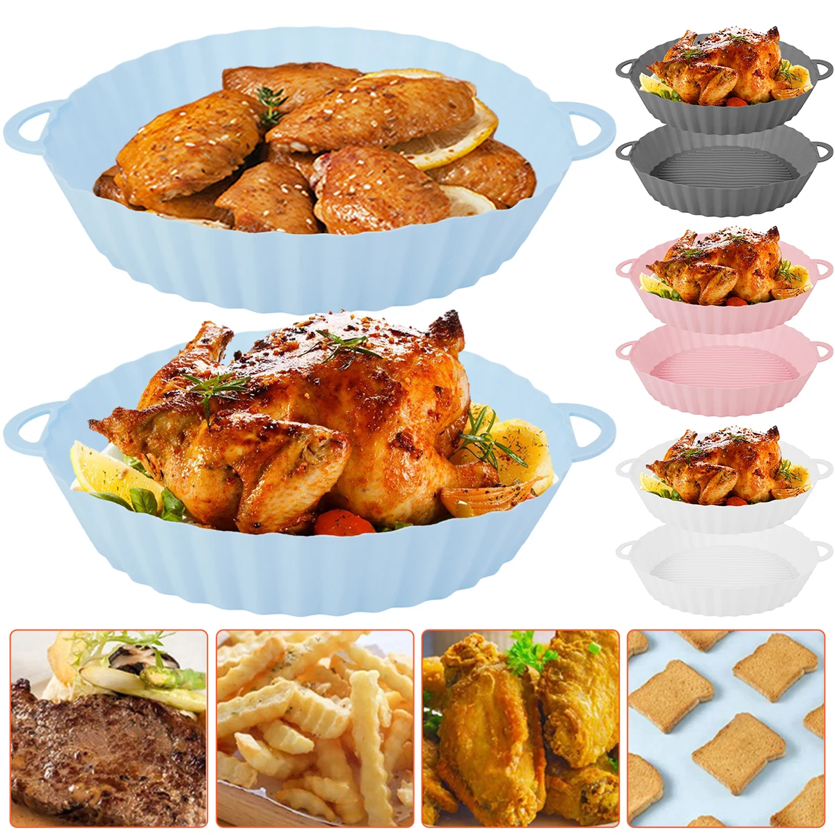 

2 шт., термостойкая круглая силиконовая жаровня с ручкой