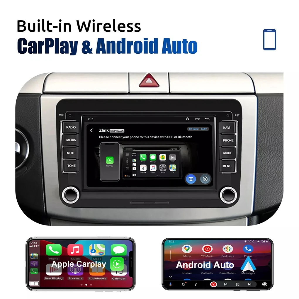 Автомобильный навигатор хост carplay 7 дюймов Android 14 GPS для Volkswagen VW Golf MK5 MK6 Jetta Passat CC
