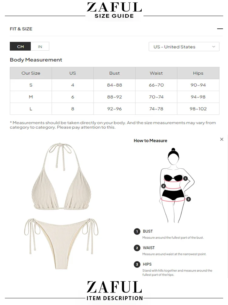 ZAFUL Women's Halter Textured Bikini Set Tie Side Cheeky String Swimwear Triangle Swimsuit High Leg Bathing Suit 2023 Beachwear images - 6