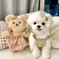pet dog pumpkin skirt pet floral camisole poodle summer clothes puppy fashion dress bichon cute princess skirt
