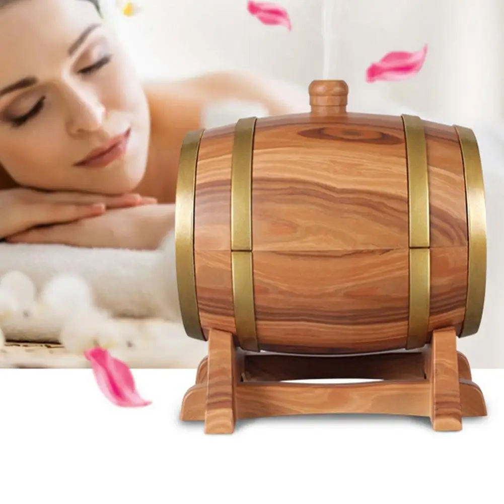 

350ml Smart App Wood Grain Wine Barrel Aroma Diffuser Essential Oil Humidifie Humidifier Electric Air Air With Bluetooth-Sp O4R4