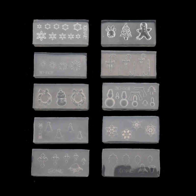 Snowman Decorative Mold Nail Art Making Tool Silicone Carving Template Mould 40GB