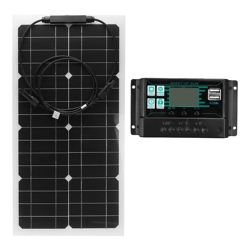

Hot Flexible 100W Solar Panel Kit With 60A Battery Charger Controller For Caravan Rv