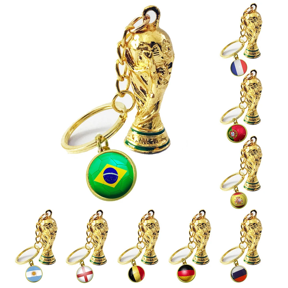 

Brazil Spain Portugal Argentina Italy Germany Flag Soccer Trophies Keychain National Keyring Football Key Rings Jewelry Souvenir