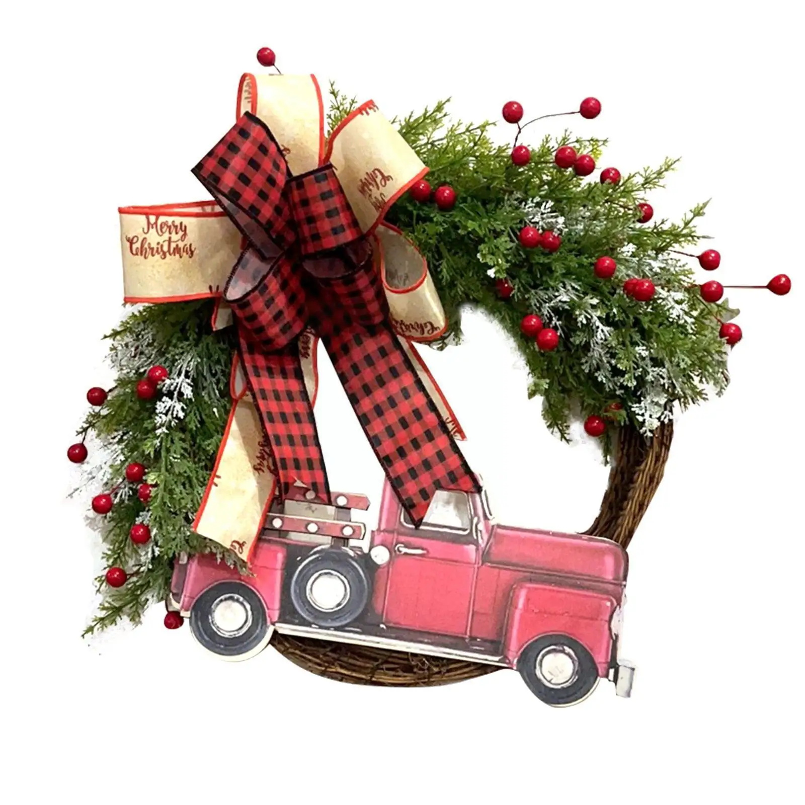 

2023 Christmas Wreath Car Bows Garlands Hanging Ornaments Door Navidad Garland Party With Holiday Truck Red Decor I3j7