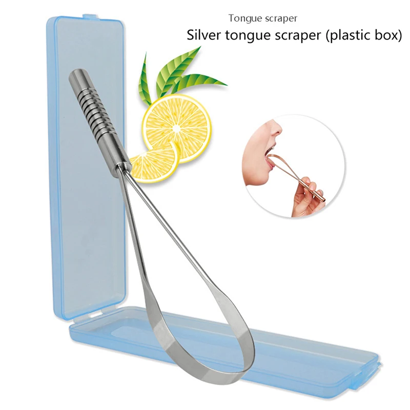 

1PCS Stainless Steel Tongue Scraper Oral Hygiene Scrapper Cleaning Tools Metal Tongue Fresh Breath Cleaning Coated Toothbrush