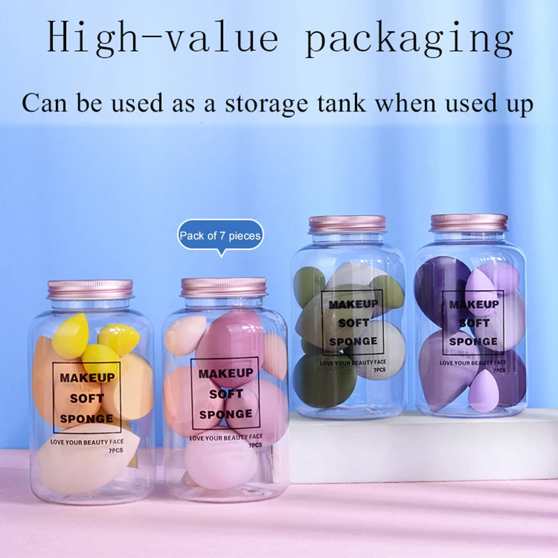 

7Pcs Make Up Tools Set Cosmetic Puff Powder For Foundation Cream Concealer Beauty Makeup Sponge With Storage Box Sponge Egg 2022