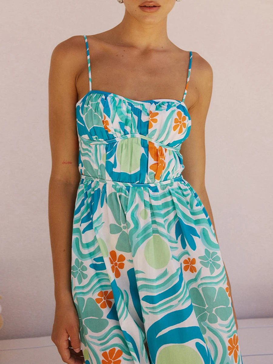 Женское Цветочное платье на бретельках PMIYS длинное платье-миди без рукавов с