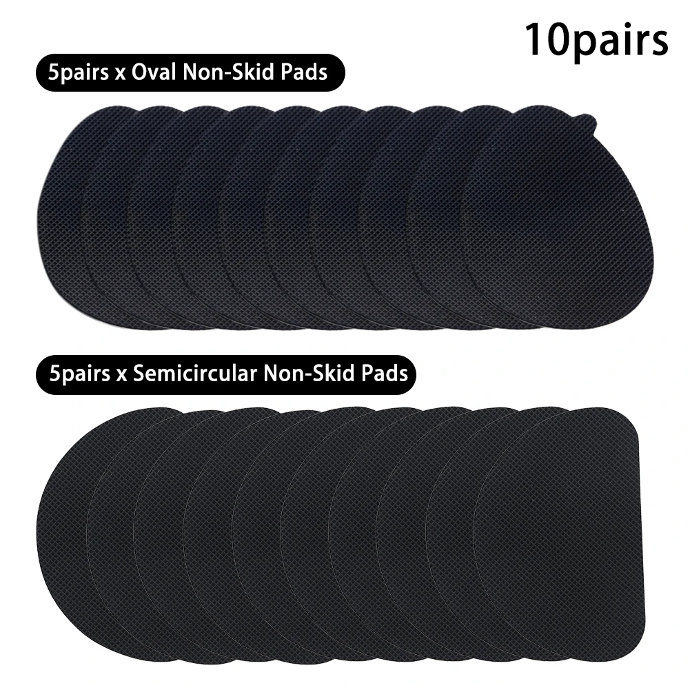 

10pairs Anti Slip Self Adhesive Boots Rubber Sole Stick Shoe Pads High Heel Cushion Black Noise Reduction Protector Bottom Grip