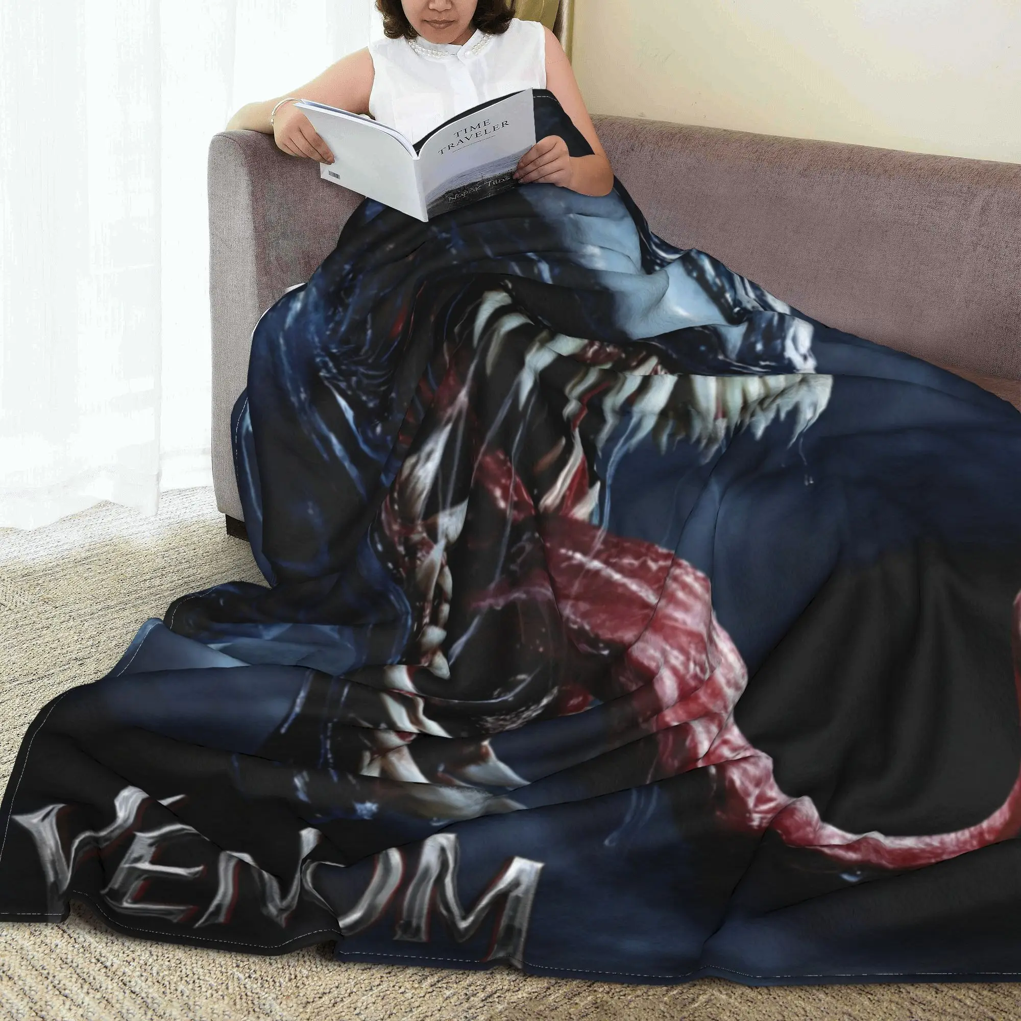 Вязаное одеяло Venom Grin Comic Staring Eyes фланелевое легкое супергероя дорожные пледы на