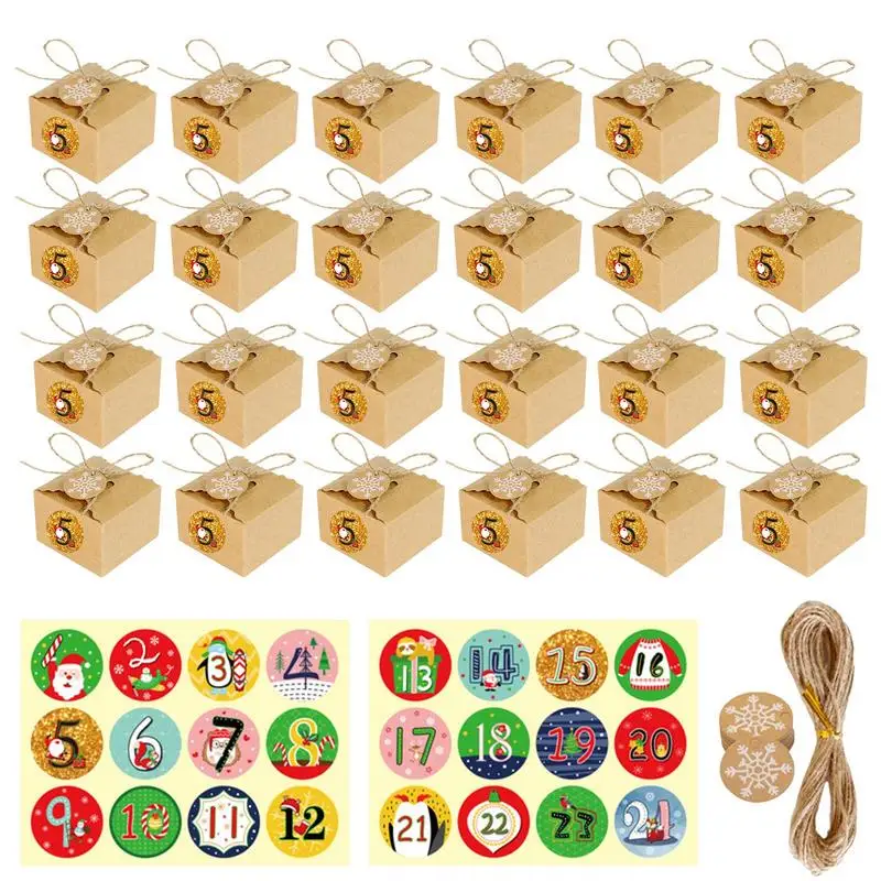 

2022 год, Рождественский календарь, подарочные коробки, 2022, Рождество, 24 дня, обратный отсчет, календарь, коробка из крафт-бумаги, рождественские подарки
