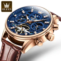 olevs fashion watches for men automatic mechanical watch waterproof hollow skeleton tourbillon automatic wind up male wristwatch
