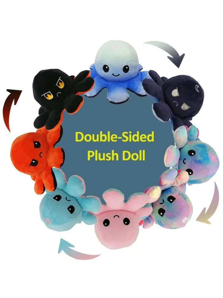 

Fashion Octopus Plush Toy Tow-sides Oktopu Toys Classic Shifter Revercible Miniatures Mood Pulpo Dashboard-Toy Women's Top Gift