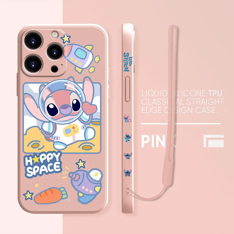 

Stitch Kawaii Cartoon Case For Apple iPhone 13 12 Mini 11 Pro Max XR XS X Liquid Silica Gel Phone Capas 8 7 7S Plus 6 6S Bags