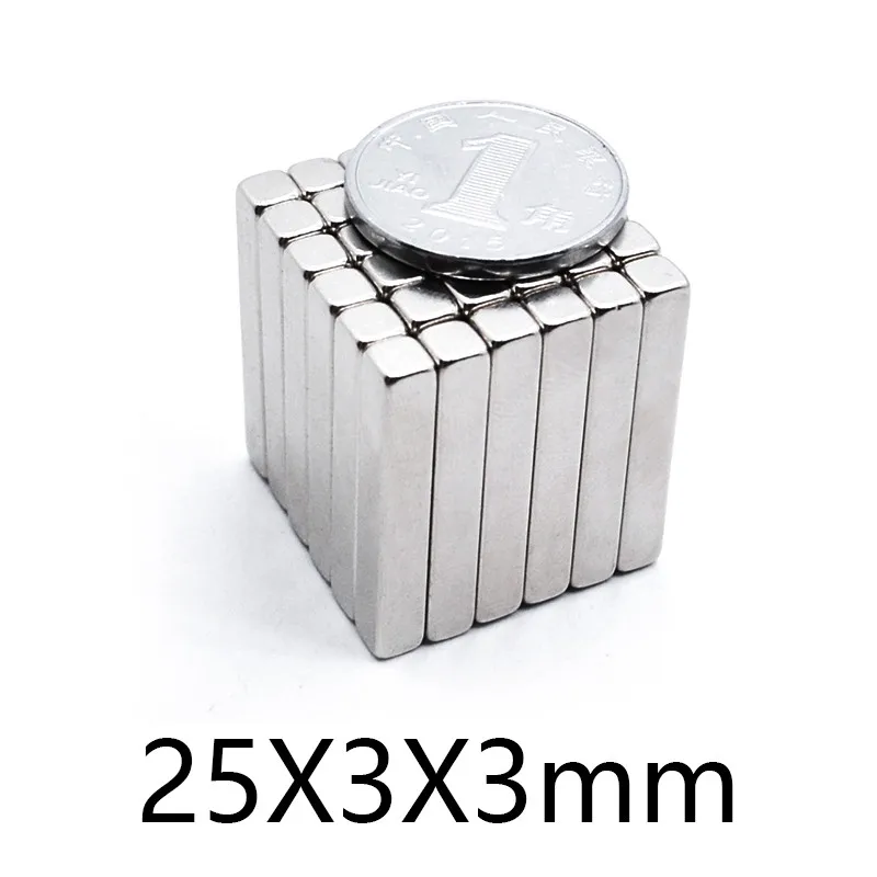 

10pcs 25x3x3mm strong square Fridge Magnets N35 Neodymium magnetic 25*3*3mm block rare earth Magnet NdFeB Powerful 25*3*3mm