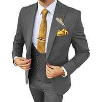 mens business casual slim regular fit peak lapel solid color double breasted 3 pieces %ef%bc%88blazer vest pants%ef%bc%89costume homme