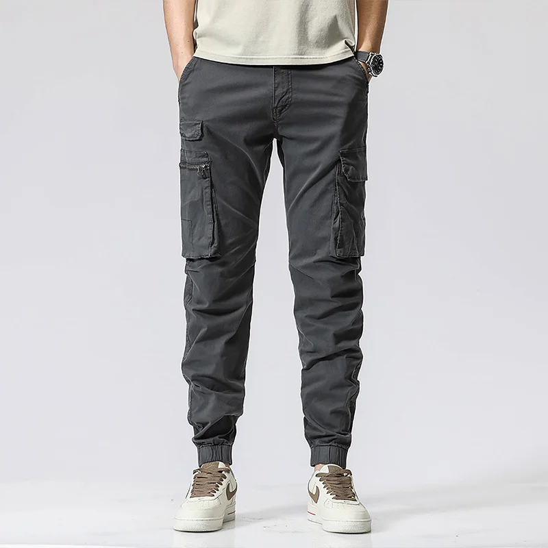 

2022 Summer Cargo Pants Men Black Cotton Cropped Army Trousers Male Harem Military Bottoms Sportswear Streetwear Clothing Z390