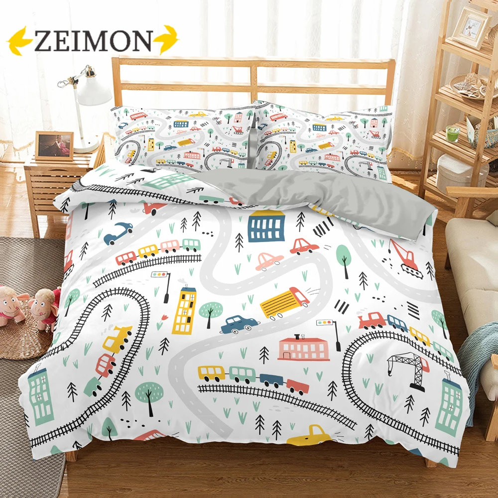

Комплект постельного белья ZEIMON с мультяшным шлейфом, 2/3 шт., полиэстер, пододеяльник, Комплект постельного белья