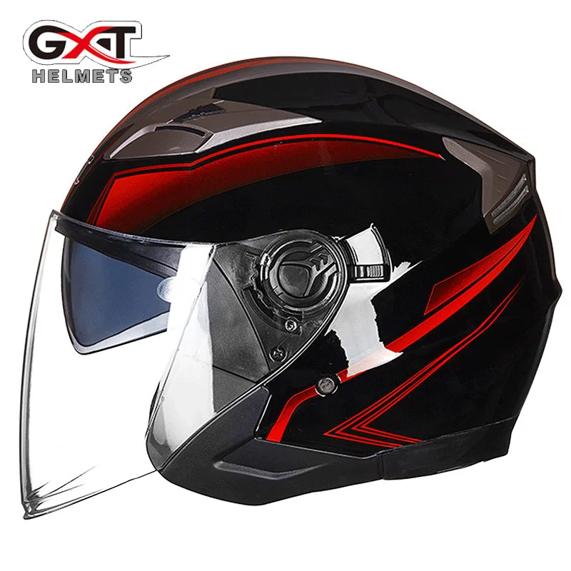 Шлем мотоциклетный Электрический GXT мужской моющаяся подкладка с открытым лицом