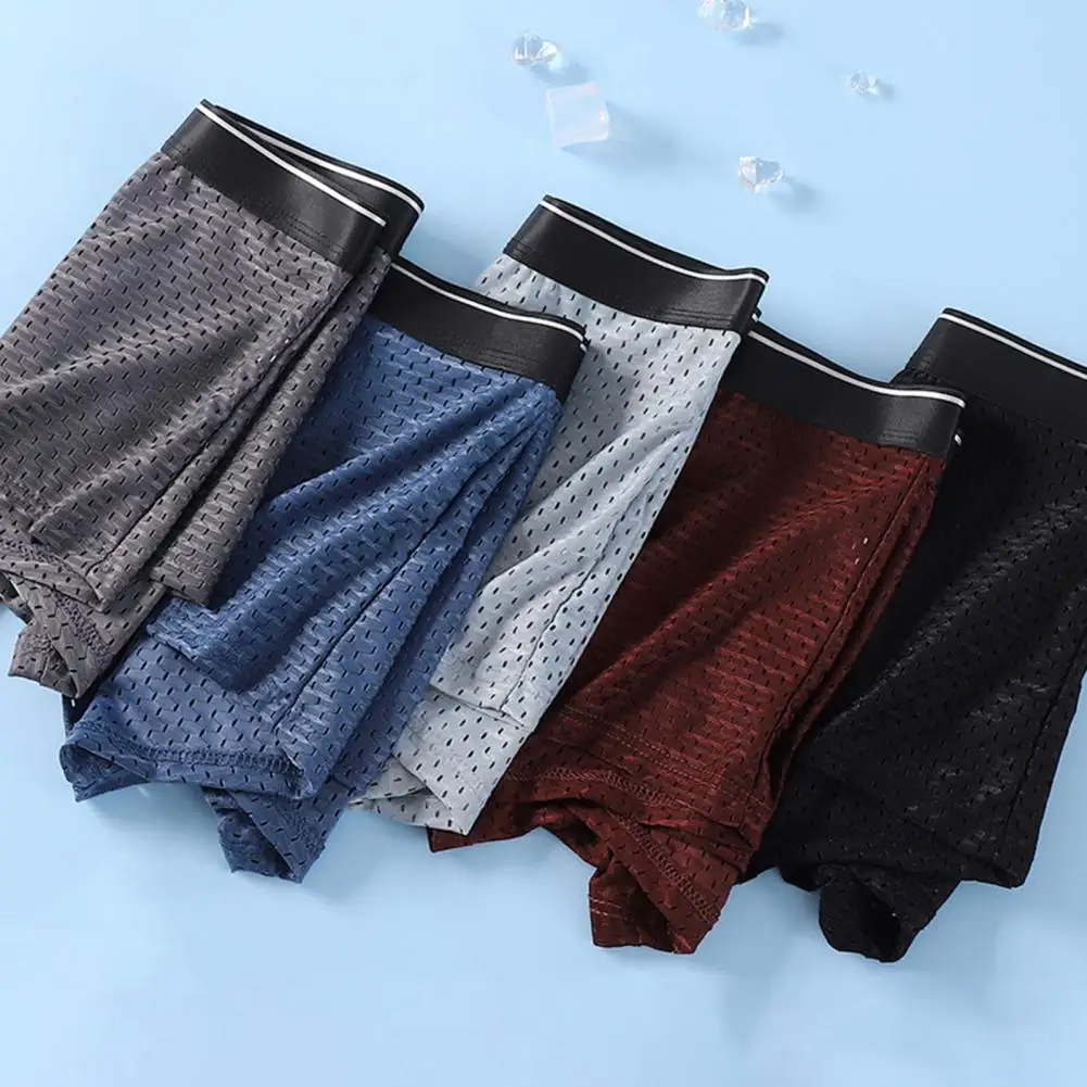 

Men Shorts Breathable Tear Resistant Holes Mid Rise Increase Space Briefs Men Panties for Inside Wear